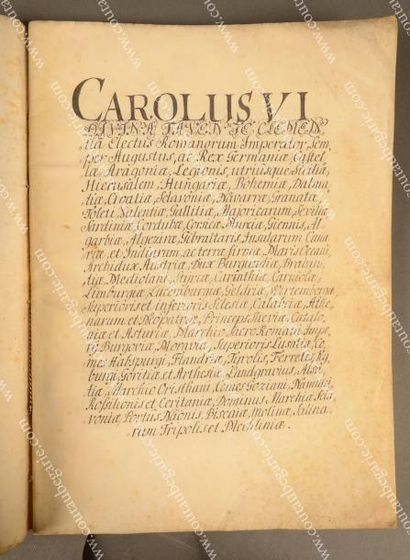 null Charles VI, empereur romain germanique (1685-1740). Diplôme de lettres de noblesse...