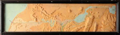 1939 Rare plan-relief du canal de Suez de Port Saïd à Suez. 162 kms de canal maritime....