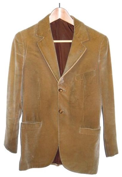 null Veste de costume velours ocre beige, intérieur marron. Cette veste de ville...