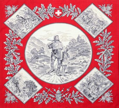 null Guillaume Tell, mouchoir de cou, manufacture suisse, fin XIXe siècle, toile...