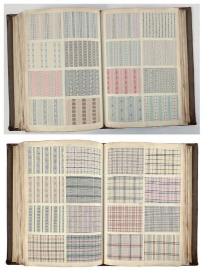null Album d'échantillons de façonnés coton pour la mode, 1908, quadrillés et rayures...
