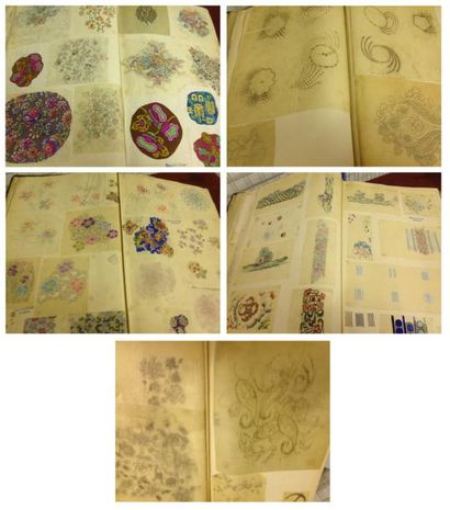 null Album de dessins sur calques au Bianchini Ferier, 1913, gouache et crayon; fleurs...