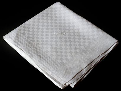 null Suite de douze serviettes en lin damassé, fin du XIXe siècle, simple damier,...