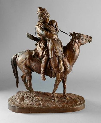LANCERAY Eugène Alexandrovitch (1848-1886) L'adieu au cosaque. Bronze à patine or...