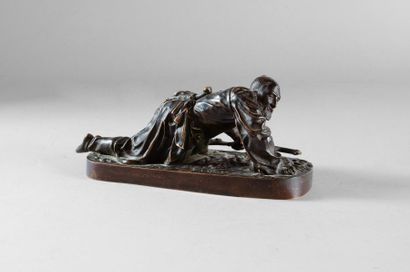 LANCERAY Eugène Alexandrovitch (1848-1886) Guetteur cosaque. Bronze à patine brune,...