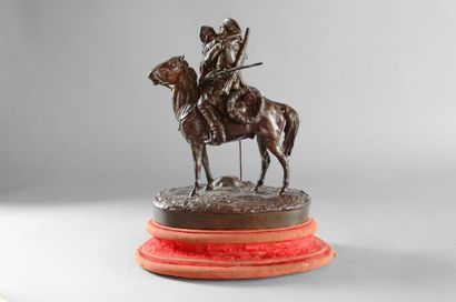 GRATCHEFF Vassilli Yacovlevitch (1831-1905) L'adieu au cosaque. Bronze à patine brune,...