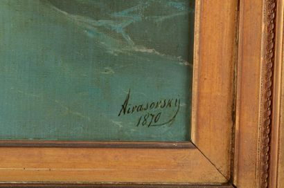 AïVAZ OVSKI Ivan Constantinovitch (1817-1900) Bateau dans la tempête. Huile sur toile...