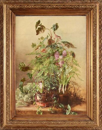 KLEVER Youri Ilievitch (1850-1950) Nature morte au bouquet de fleurs. Huile sur toile,...