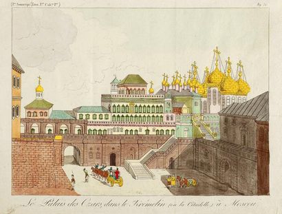 null Moscou Ensemble de onze gravures et lithographies colorées, datées de 1800 à...