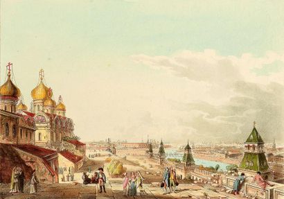 null Moscou Ensemble de onze gravures colorées, publiées par R. Ackermann à Londres,...