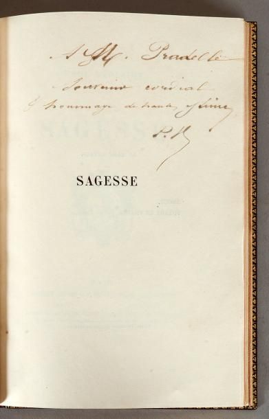 VERLAINE (Paul) Sagesse. Paris, Société Générale de Librairie Catholique, 1881. In-8°,...