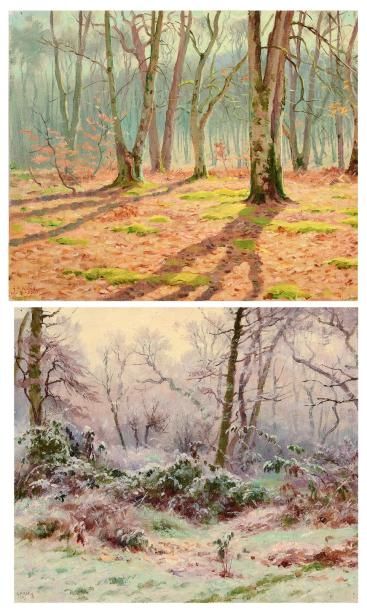 Georges Frédéric ROTIG (1873 - 1961) Deux études de paysage. Huile sur toile. Signées,...