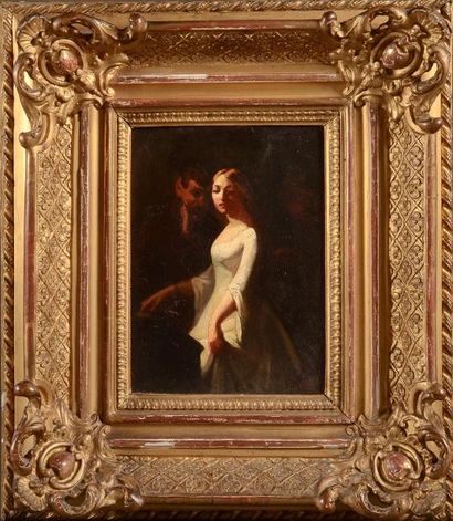 Ary SCHEFFER (1795 - 1858) d'après Marguerite et Faust Huile sur toile 23 x 17 c...