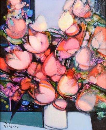 Camille HILAIRE (1916-2004) Bouquet de fleurs Huile sur toile signée en bas à gauche....