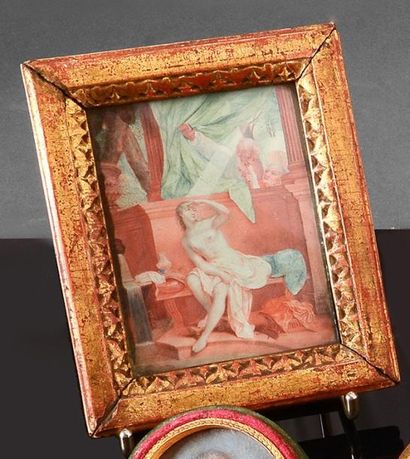 KNEL (actif au XVIIIe siècle) Suzanne au bain Miniature sur vélin, signée et datée...