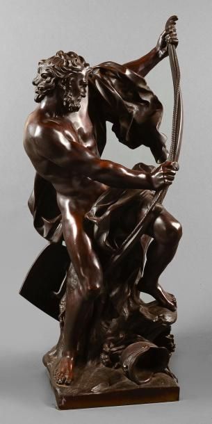 Jacques BOUSSEAU 1681 - 1740 Ulysse., Important bronze à patine brune réalisé d'après...