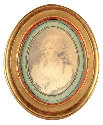Attribué à Augustin de SAINT AUBIN (1736 - 1807) Portrait de femme Pierre noire 15...