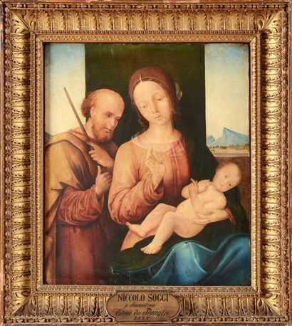 Giovanni di PIETRO dit Lo SPAGNA (Espagne 1450 - Spolète 1528) La sainte Famille...