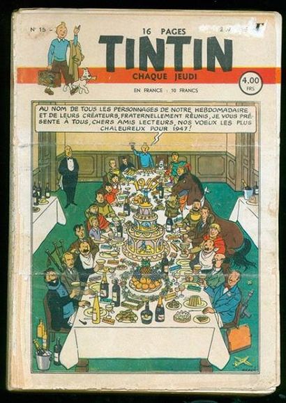 HERGÉ JOURNAL TINTIN Edition belge année 1947. L'ensemble complet et en très bon...