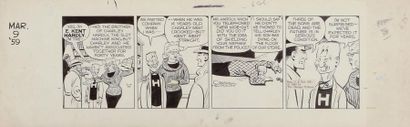 null GOULD CHESTER DICK TRACY Encre de chine pour un strip paru le 9 Mars 1959 -...