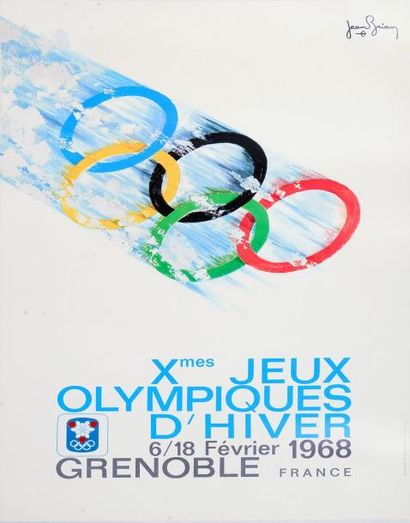 null 1968. Grenoble. Affiche officielle des Xème Jeux Olympiques d'hiver. Signée...