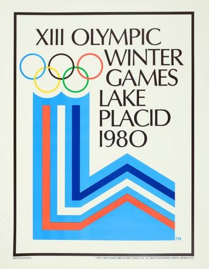null 1980. Lake Placid. Affiche officielle des XIIIème Jeux d'Hiver. Logo officiel....