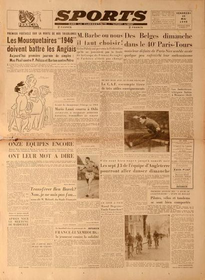 null Lot de 20 numéros du quotidien Sports (sport libre) entre 1946 et 1947. état...