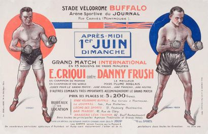 null Rare affiche du combat entre Eugène Criqui et Danny Frush le 1er juin 1924 au...