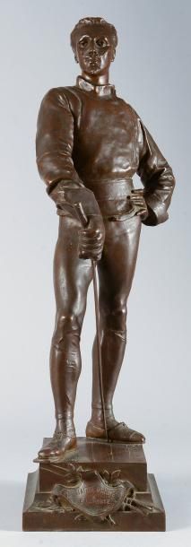 null Sculpture en bronze. «Le Maître d'Armes» signée E. Laporte (1841 - 1919). Circa...