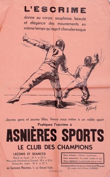null Affiche du club d'Asnières Sports (le club des champions) pour la promotion...