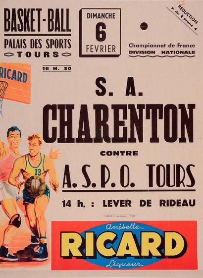 null Affiche de la rencontre de Championnat de France entre le S.A Charenton et l'A.S.P.O....
