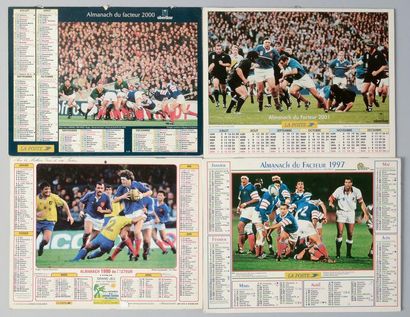 null Lot de 13 calendriers avec le Rugby en illustration entre 1978 et 2002. 