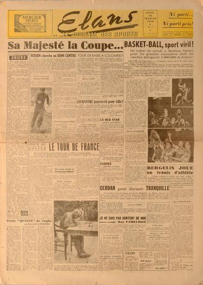 null Élans le journal des sports. Rare numéro 1 du 28 fevrier 1946. Bon état.