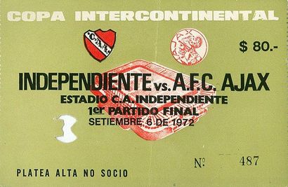 null Billet officiel du match aller de la Coupe Intercontinentale entre Independiente...