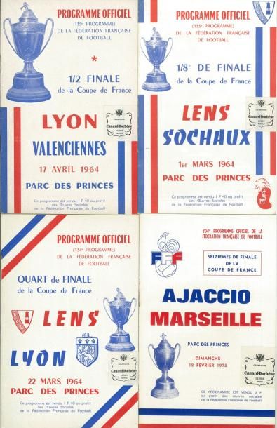 null Lot de 5 programmes de Coupe de France pour les 16ème, 8ème, 1/ 4 et demi-finale...