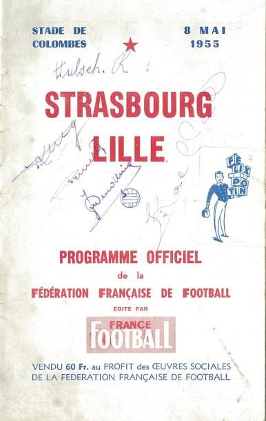 null Programme officiel de la demi-finale de la Coupe de France 1955 entre Lille...