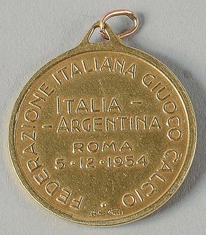 null Médaille de participant signée Manetti de la rencontre entre l'Italie et l'Argentine...
