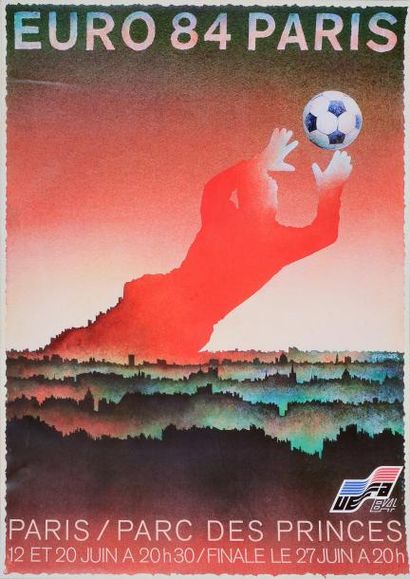 null Ensemble de 4 affiches officielles des Championnats d'Europe (EURO) 1984 avec...