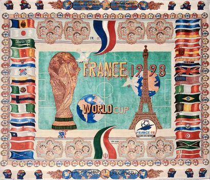 null Tapis commémoratif de la Coupe du Monde 1998 en France offert par l'Iran au...