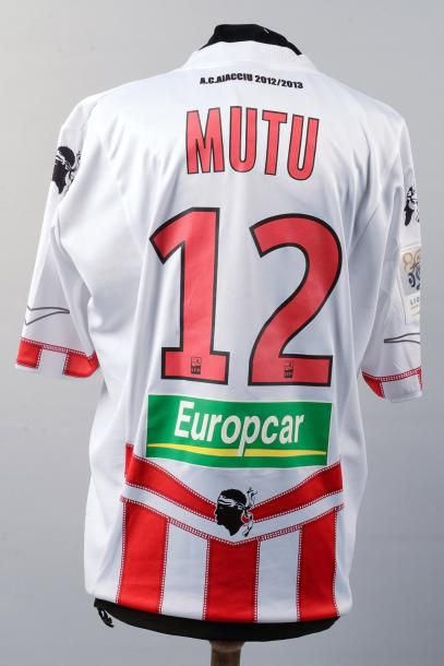 null Maillot officiel de l'équipe d'Ajaccio porté par Adrian Mutu lors du match contre...