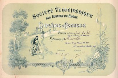 null Diplôme de la Société Vélocipédique des Bouches du Rhône en 1897 (2ème place)....