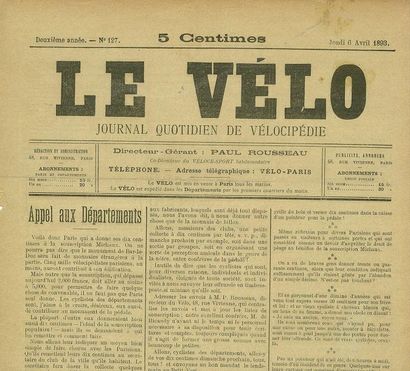 null Lot de 22 revues Le Vélo. Journal quotidien de la Vélocipédie pour l'année 1893....