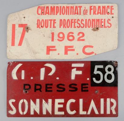 null Plaque en isorel du Championnat de France sur route professionnels en 1962....
