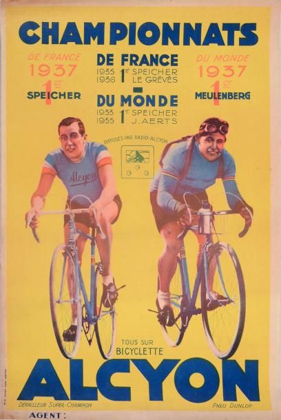 null Affiche Palmarès des Championnats de France et du Monde 1937 avec Speicher et...