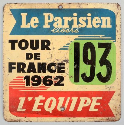 null Plaque officielle de voiture sur le Tour de France 1962. Victoire finale de...