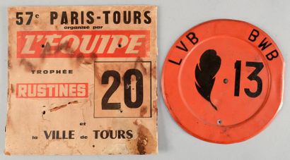 null Plaque officielle de voiture du 57ème Paris-Tours en 1963 (papier sur carton...