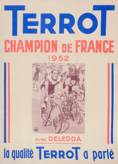 null Affiche. Palmarès des cycles Terrot pour le champion de France 1952, Adolphe...