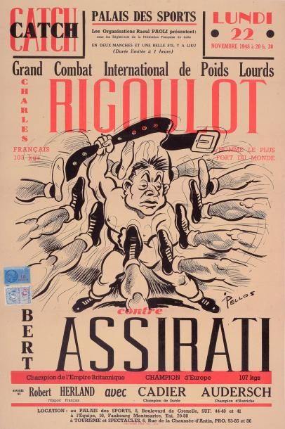 null Affichette du grand combat International entre Charles Rigoulot et Bert Assirati...