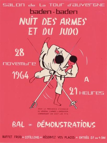 null Affiche. «Nuit des Armes et du Judo» à Baden-Baden le 28 novembre 1964. Dim....
