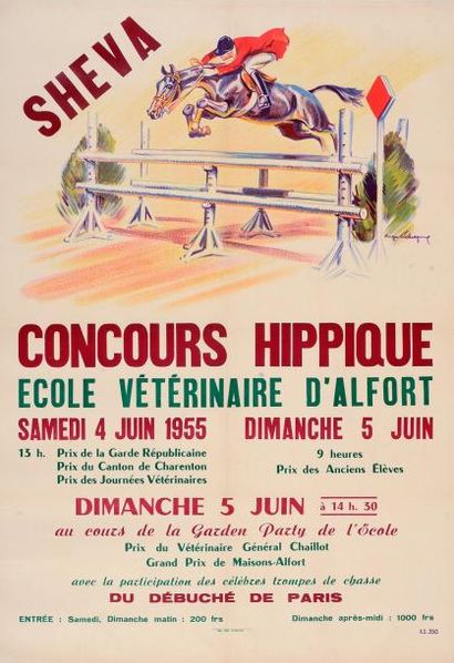 null Affiche du concours Hippique de l'école vétérinaire le 4 et 5 juin 1955. Dim....